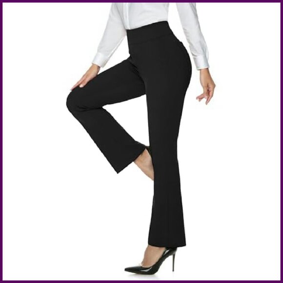 High Waist Bootcut Work Pants with Pockets Tummy Control Yoga Slacks - Picture 2 of 6